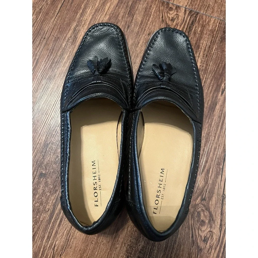 Florsheim Men's Tassel Loafers Size‎ 9 D 18577 Leather Upper/Lining Black Square